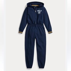 Polo Ralph Lauren Girl's Navy Logo Fleece Jumpsuit
